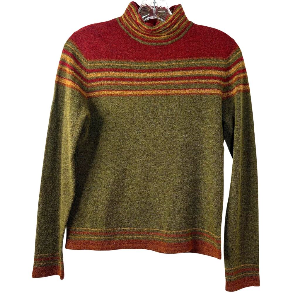 Carlisle Vintage Women's Merino Wool Top Long Sleeves Striped Goblin Core Size S
